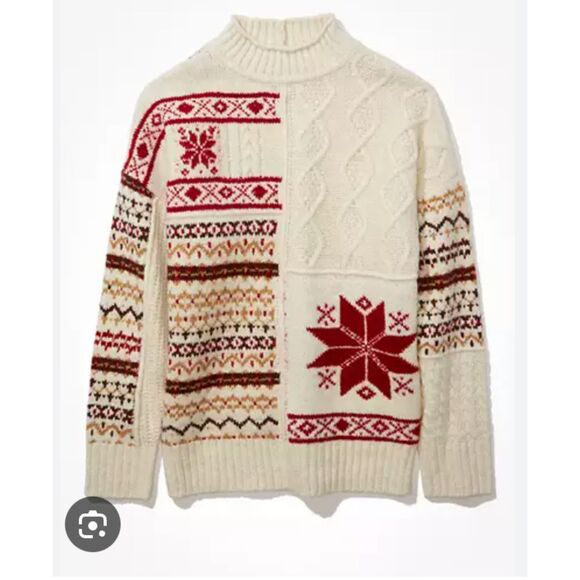 American Eagle Chunky Knit Sweater Christmas Colors Size Medium NWT! - Picture 1 of 6